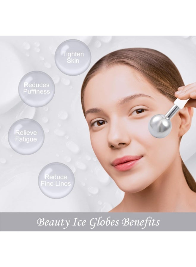 ChicAbode Ice Globes for Your Face, Unbreakable Ice Globes for Facials, 2PCS Steel Cooling Cryo Sticks Ice Balls for Face and Eye,Skin Care Ice Globe Facial Roller, Daily Beauty Tool, Reduce Puffiness (Silver) - Image 3